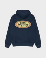 stussy x our legacy work shop oval navy hoodie