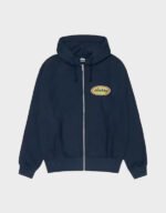 stussy x our legacy work shop oval navy zip hoodie