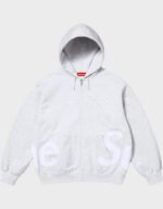supreme big logo zip up heather grey hoodie