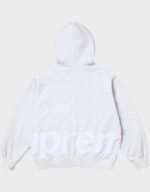 supreme big logo zip up hoodie heather grey