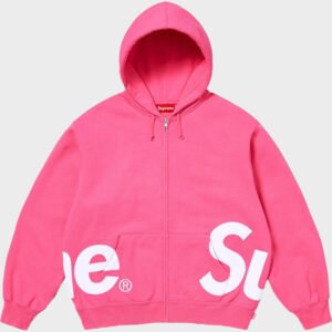 supreme big logo zip up magenta hoodie