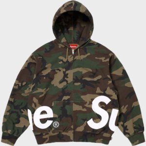 supreme big logo zip up woodland camo hoodie