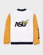 alabama state university bomber white and gold satin jacket