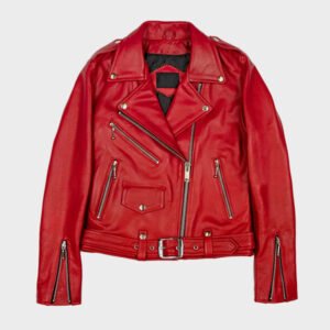 blood red leather jacket