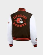 cleveland browns brown and white full zip jacket