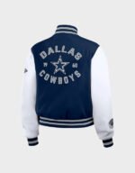 dallas cowboys navy and white varsity jacket