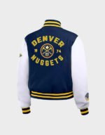 denver nuggets varsity navy and white jacket