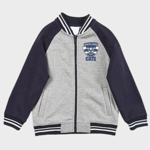 geelong cats gray and navy varsity jacket