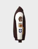 hawthorn hawks collegiate brown and white varsity jacket
