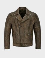 mens biker napa dirty brown leather jacket