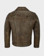 mens biker napa lambskin dirty brown leather jacket