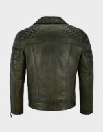 mens biker napa lambskin green leather jacket