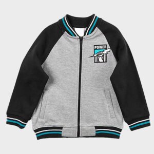port adelaide gray and black varsity jacket