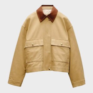 rachel zegler brown cotton jacket