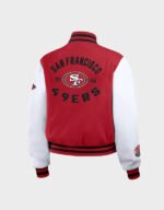 san francisco 49ers scarlet and white varsity jacket