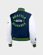 seattle seahawks navy and white full zip jacket