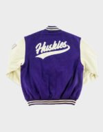 washington huskies melton purple and white varsity jacket
