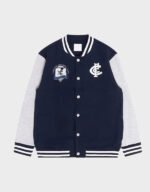 carlton blues navy and gray varsity jacket