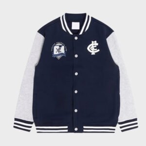 carlton blues navy and gray varsity jacket