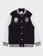collingwood magpies black and gray varsity jacket