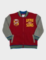 gold coast suns red and gray varsity fleece jacket