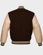 mens brown and cream varsity jacket