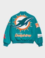 miami dolphins pennant teal varsity wool jacket