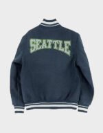 seattle mariners crest navy varsity wool jacket