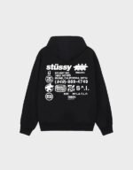 stussy dna zipper black fleece hoodie