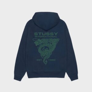 stussy dragon navy hoodie