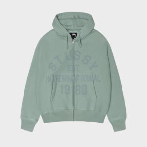 stussy established zip grey green hoodie