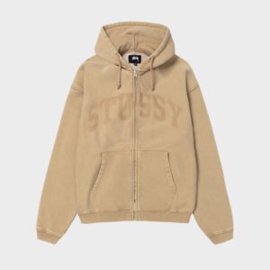 stussy faded graphic washed beige hoodie