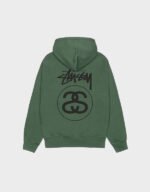 stussy stock link pigment dyed pine zip hoodie