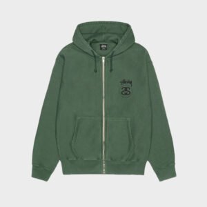 stussy stock link pigment dyed zip hoodie