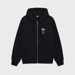 stussy swim out zip black hoodie