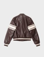 stussy wales bonner brown leather varsity jacket