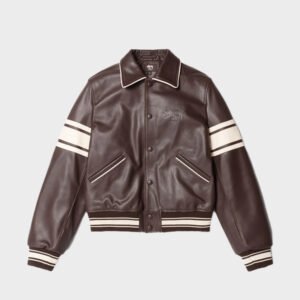 stussy wales bonner leather varsity jacket