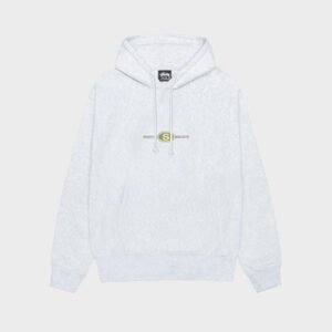 stussy worldwide dot ash heather hoodie
