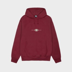stussy worldwide dot wine hoodie