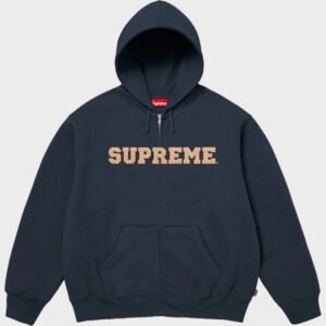 supreme collegiate applique navy hoodie