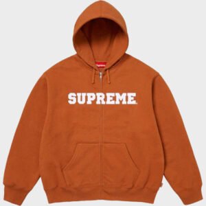 supreme collegiate applique rust hoodie