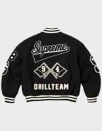 supreme drill team black varsity jacket