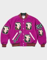 supreme drill team magenta varsity jacket