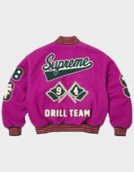 supreme magenta drill team varsity jacket