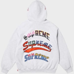 supreme multi logos ash grey hoodie