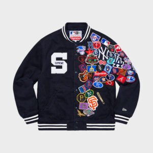 supreme new era mlb navy varsity jacket