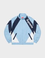 supreme paneled light blue track jacket