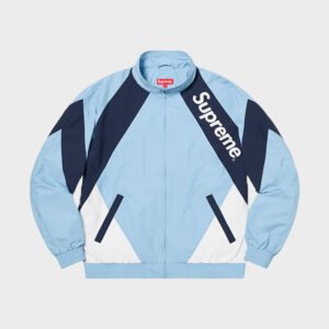 supreme paneled light blue track jacket