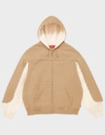supreme piping zip up dark tan hoodie