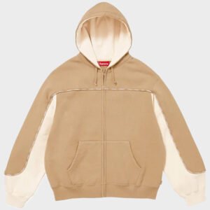 supreme piping zip up dark tan hoodie